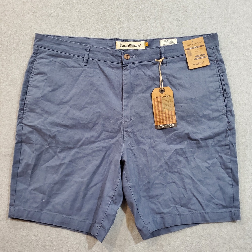 Taylor Vintage Greenwich Slim Linen‎ Blend Shorts Men's Size 44 Vintage Indigo